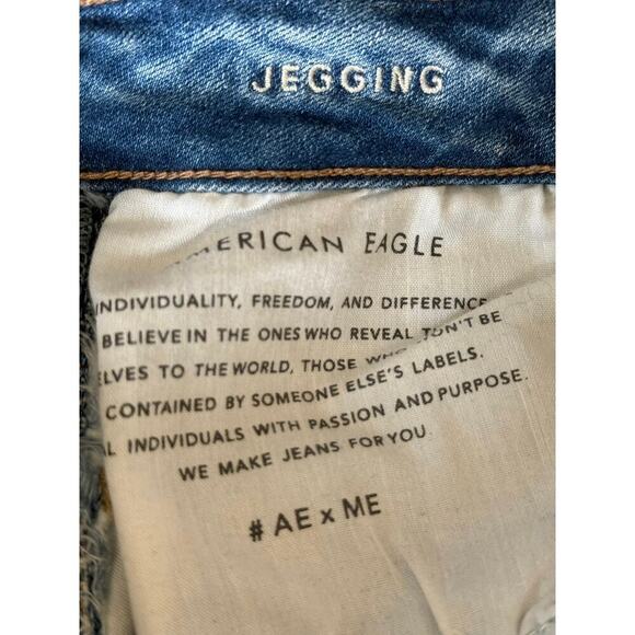 AE American Eagle Jeans Women's Size 00 Super Stretch Jegging Distressed Denim - Picture 8 of 9